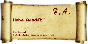Haba Amadé névjegykártya